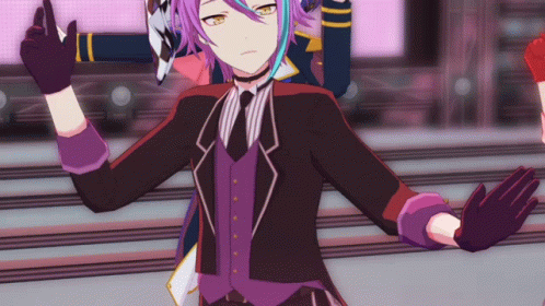 Two Anime Characters with Purple and Red Hair