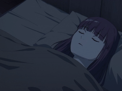 Two Anime Girls Are Sleeping In A Bed And One Of Them Is Yawning GIF