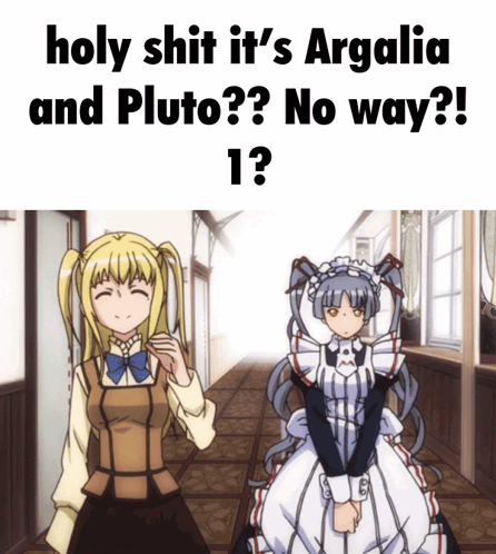 Anime Girls In Hallway With Shocking Text GIF