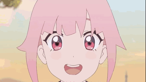 Two Anime Girls Are Standing Next To Each Other In A Field . One Of The Girls Has Glowing Eyes . GIF