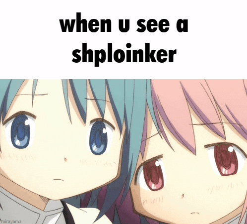 Two Anime Girls Looking at Camera When U See a Shploinker