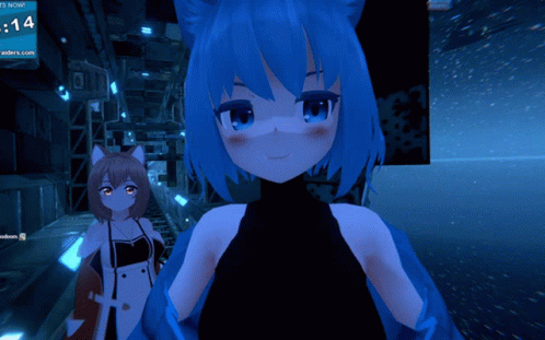 Two Anime Girls Standing Next to Each Other