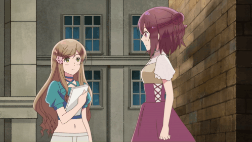 Two Anime Girls Standing GIF