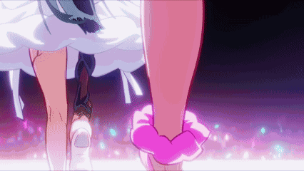 Two Anime Girls Standing Together
