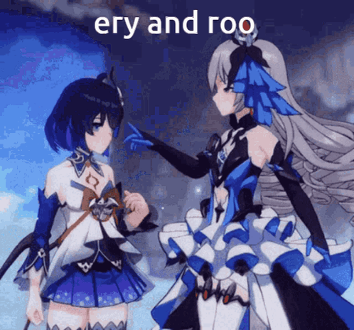 Two Anime Girls Standing Together Ery and Roo