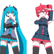 Two Anime Girls Standing Together GIF