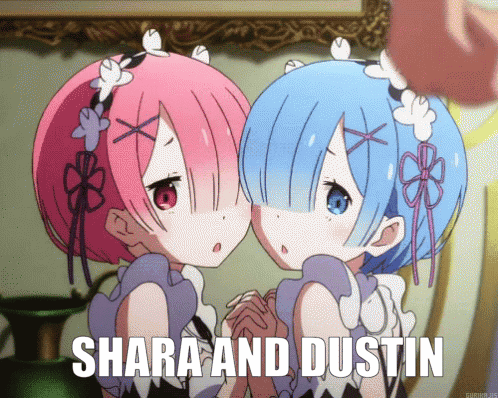 Two Anime Girls Standing With Shara and Dustin