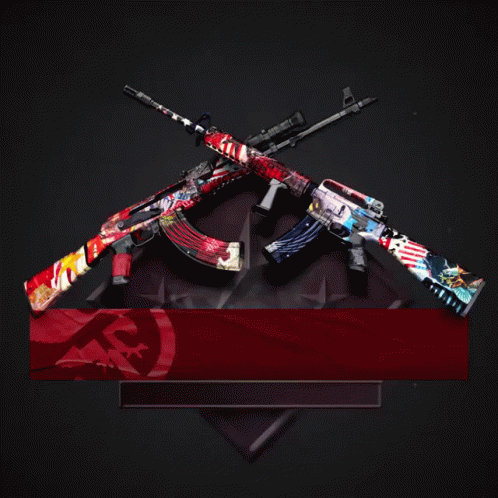 Two Assault Rifles Crossed Over Confrontation Banner GIF