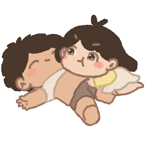 Two Babies Laying on Each Other