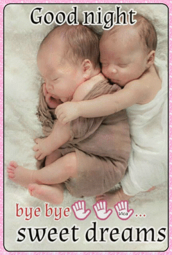 Two Babies Sleeping Good Night Bye Bye Sweet Dreams
