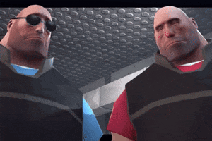 Two Bald Men Wearing Sunglasses Are Standing Next To Each Other In A Room GIF