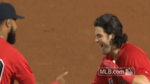 Two Baseball Players High Fiving GIF