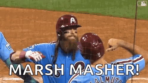 Two Baseball Players Hugging Celebrating Win GIF