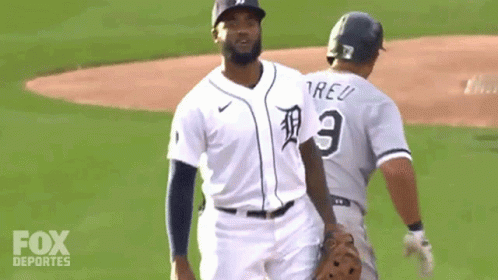Two Baseball Players One With The Number 3 On His Jersey GIF