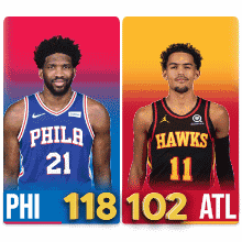 Two Basketball Players 76ers and Hawks