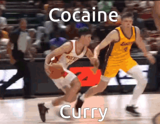 Two Basketball Players Are Playing A Game Of Basketball And One Of Them Is On Cocaine Curry . GIF
