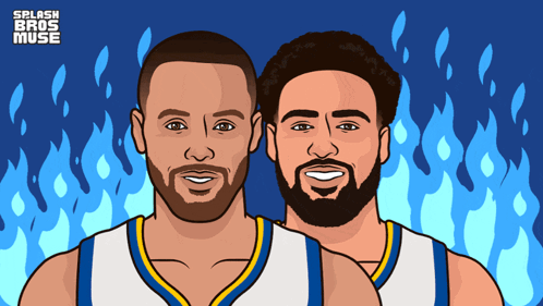 Two Basketball Players Are Standing Next To Each Other With Splash Bros Muse Written On The Bottom Right GIF