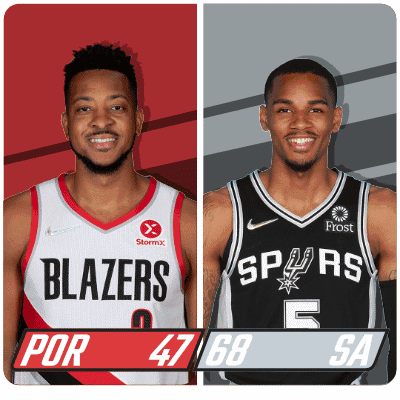 Two Basketball Players Blazers and Spurs
