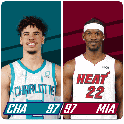 Two Basketball Players Charlotte and Heat