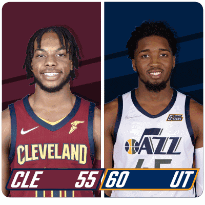 Two Basketball Players From Cleveland And Utah Are Shown GIF