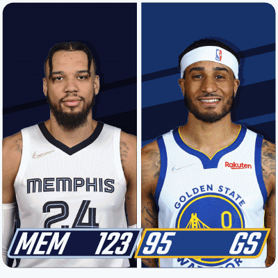 Two Basketball Players From Memphis And Golden State Are Shown GIF