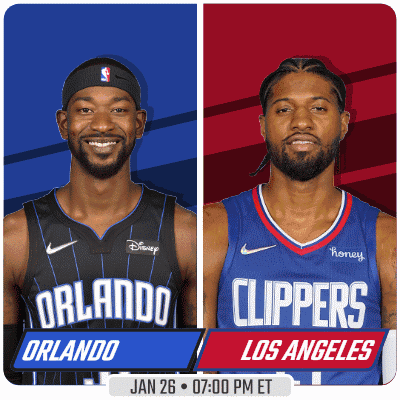 Two Basketball Players From Orlando And Los Angeles GIF