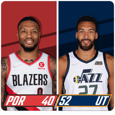 Two Basketball Players From The Blazers And The Jazz GIF