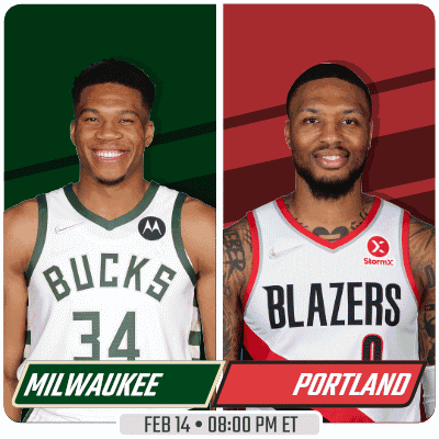 Two Basketball Players From The Bucks And The Blazers GIF