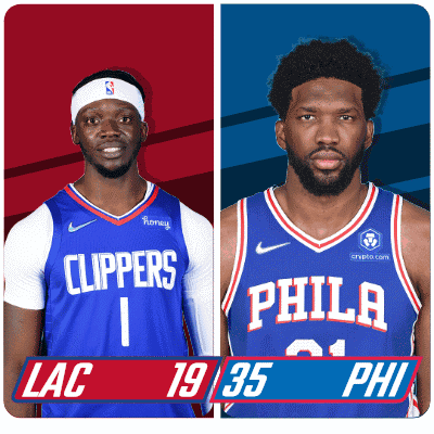 Two Basketball Players From The Clippers And Philadelphia GIF
