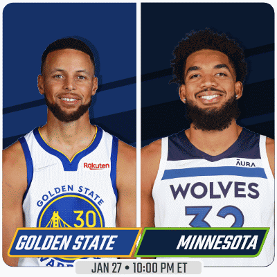 Two Basketball Players From The Golden State Warriors And Wolves GIF