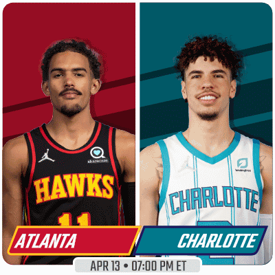 Two Basketball Players From The Hawks And Charlotte Are Shown GIF