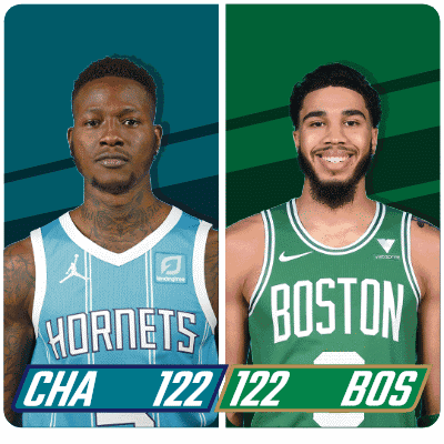 Two Basketball Players From The Hornets And Boston GIF