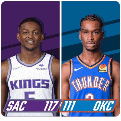 Two Basketball Players From The Kings And Thunder Are Shown GIF
