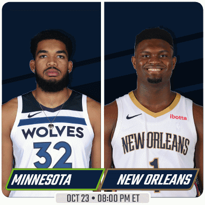 Two Basketball Players From The Minnesota Wolves And The New Orleans GIF