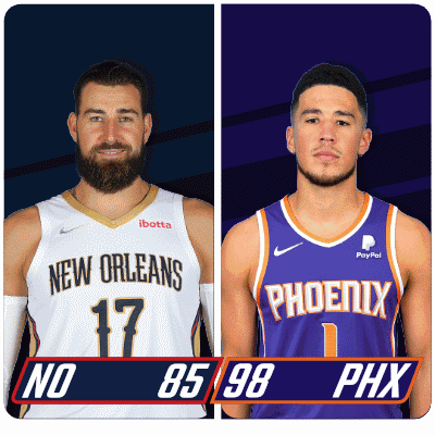 Two Basketball Players From The New Orleans And Phoenix GIF