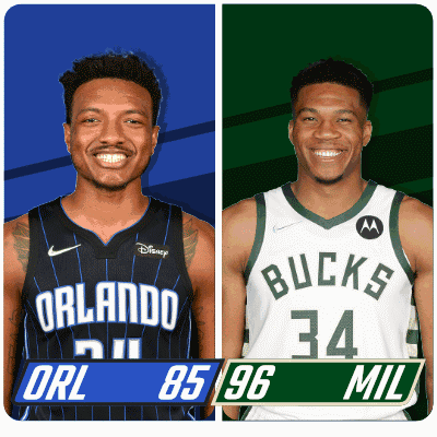 two basketball players from the orlando magic and the bucks are standing next to each other
