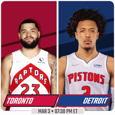 Two Basketball Players From The Raptors And The Pistons GIF