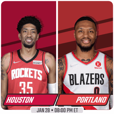 Two Basketball Players From The Rockets And Blazers GIF