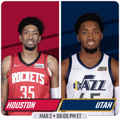 Two Basketball Players From The Rockets And Jazz GIF