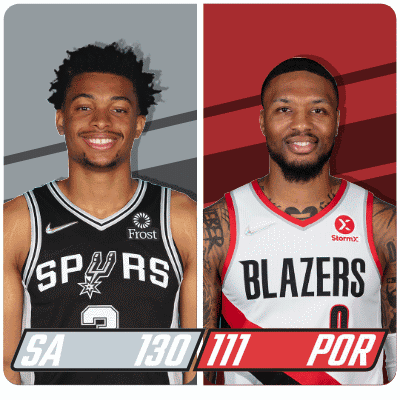 Two Basketball Players From The Spurs And Blazers GIF