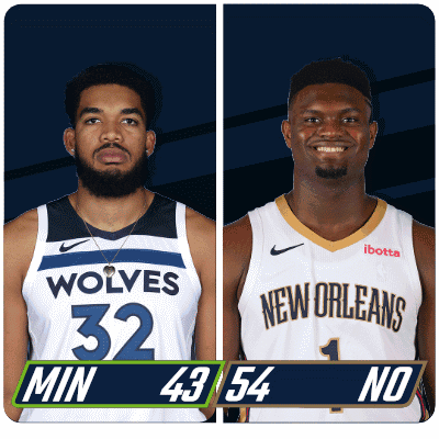 Two Basketball Players From The Wolves And The New Orleans GIF