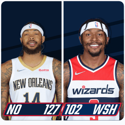 Two Basketball Players New Orleans and Wizards
