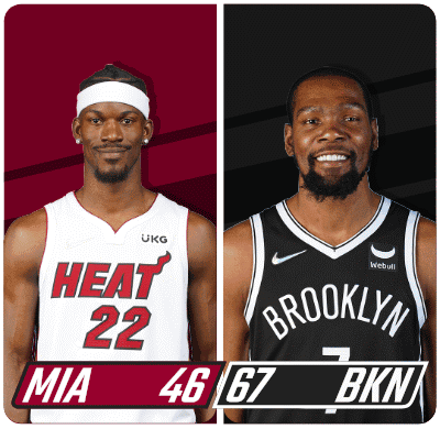 Two Basketball Players One From Heat And One From Brooklyn Pose For A Picture GIF