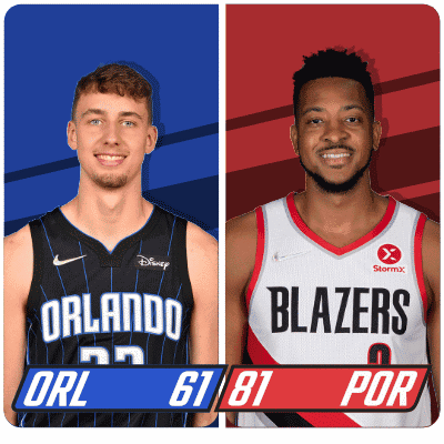two basketball players one from the orlando magic and the other from the blazers