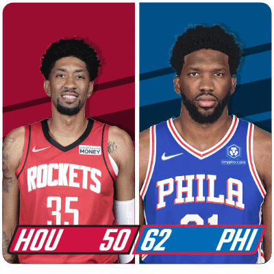 two basketball players one from the rockets and one from the philadelphia phillies