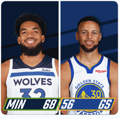 Two Basketball Players One From The Wolves And One From The Golden State GIF