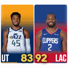 Two Basketball Players One From Utah And One From Clippers GIF