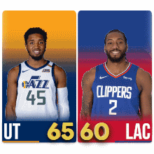 Two Basketball Players Utah and Clippers