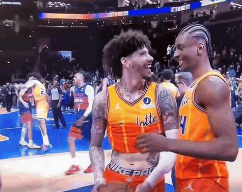 Two Basketball Players With Latte Jersey GIF