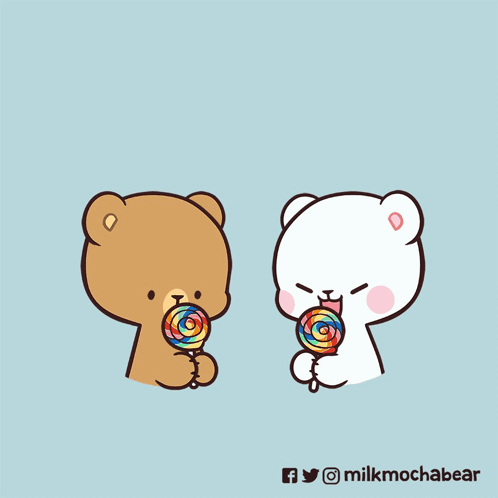 Two Bears Eating Lollipops Crunch Lick